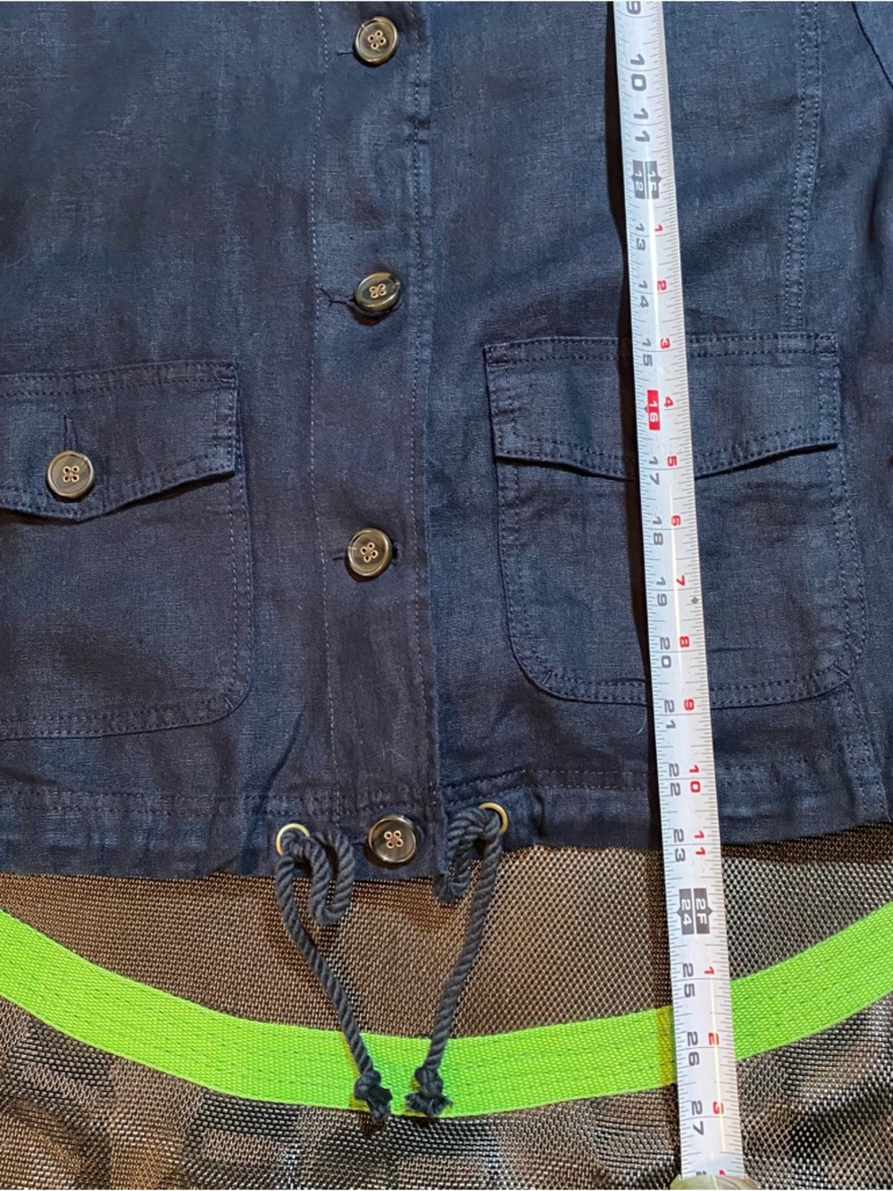 Talbots Navy Button-Front Utility Jacket with Drawstring Hem - Picture 10 of 10